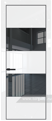Дверь со стеклом ProfilDoors 22LA Зеркало Grey с профилем Черный матовый RAL9005 (Белый люкс)