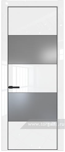 Дверь со стеклом ProfilDoors 22LA Lacobel Серебряный лак с профилем Черный матовый RAL9005 (Белый люкс)