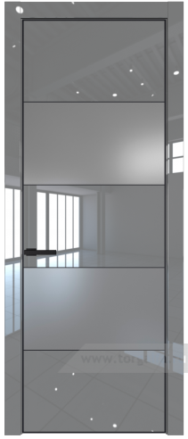 Дверь со стеклом ProfilDoors 22LA Lacobel Серебряный лак с профилем Черный матовый RAL9005 (Грей люкс)