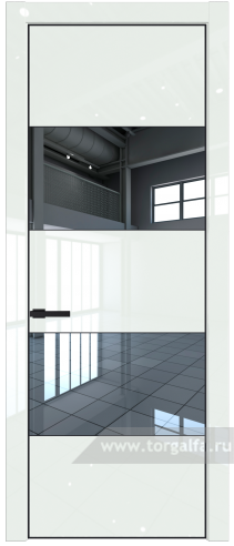 Дверь со стеклом ProfilDoors 22LA Зеркало с профилем Черный матовый RAL9005 ( ДаркВайт люкс)