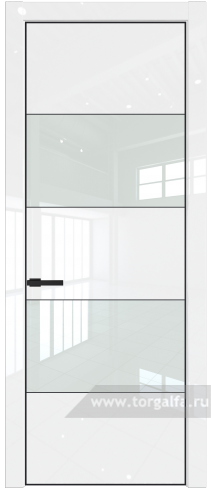 Дверь со стеклом ProfilDoors 22LA Lacobel Белый лак с профилем Черный матовый RAL9005 (Белый люкс)