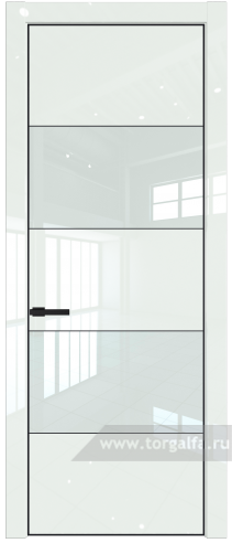 Дверь со стеклом ProfilDoors 22LA Lacobel Белый лак с профилем Черный матовый RAL9005 ( ДаркВайт люкс)