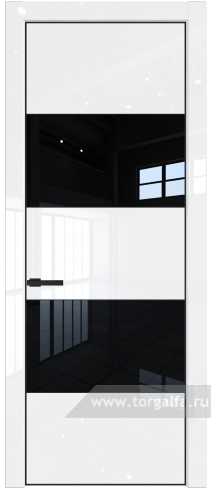 Дверь со стеклом ProfilDoors 22LA Lacobel Черный лак с профилем Черный матовый RAL9005 (Белый люкс)