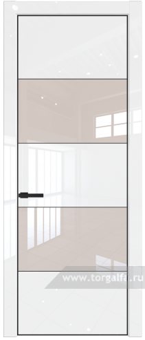 Дверь со стеклом ProfilDoors 22LA Lacobel Перламутровый лак с профилем Черный матовый RAL9005 (Белый люкс)