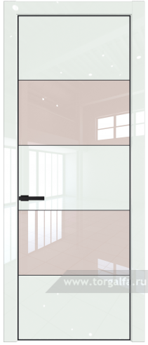 Дверь со стеклом ProfilDoors 22LA Lacobel Перламутровый лак с профилем Черный матовый RAL9005 ( ДаркВайт люкс)