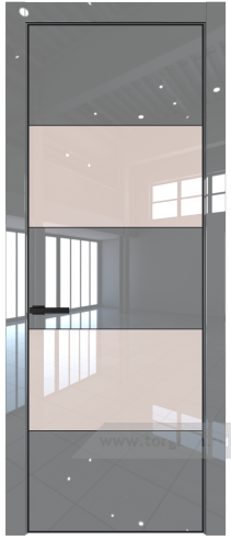 Дверь со стеклом ProfilDoors 22LA Lacobel Перламутровый лак с профилем Черный матовый RAL9005 (Грей люкс)