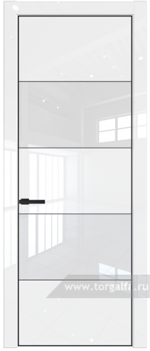 Дверь со стеклом ProfilDoors 22LA Лак классик с профилем Черный матовый RAL9005 (Белый люкс)