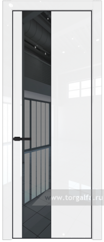 Дверь со стеклом ProfilDoors 19LA Зеркало Grey с профилем Черный матовый RAL9005 (Белый люкс)