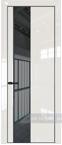 Дверь со стеклом ProfilDoors 19LA Зеркало Grey с профилем Черный матовый RAL9005 (Магнолия люкс)