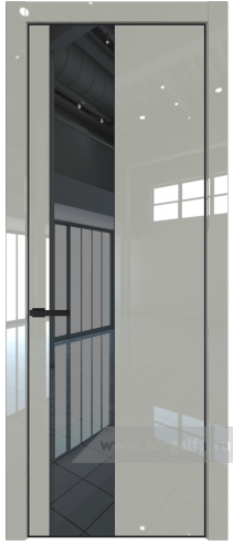 Дверь со стеклом ProfilDoors 19LA Зеркало Grey с профилем Черный матовый RAL9005 (Галька люкс)