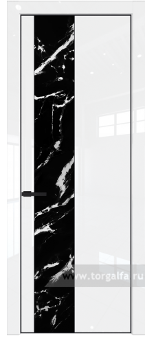 Дверь со стеклом ProfilDoors 19LA Нефи черный узор серебро с профилем Черный матовый RAL9005 (Белый люкс)