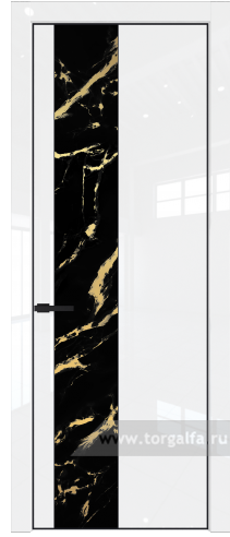 Дверь со стеклом ProfilDoors 19LA Нефи черный узор золото с профилем Черный матовый RAL9005 (Белый люкс)
