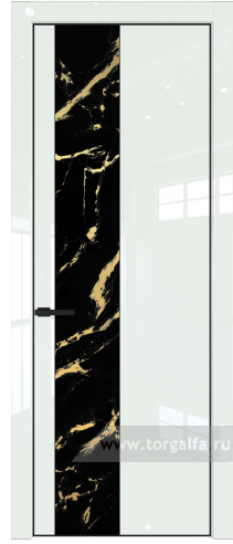 Дверь со стеклом ProfilDoors 19LA Нефи черный узор золото с профилем Черный матовый RAL9005 ( ДаркВайт люкс)