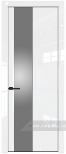 Дверь со стеклом ProfilDoors 19LA Lacobel Серебряный лак с профилем Черный матовый RAL9005 (Белый люкс)