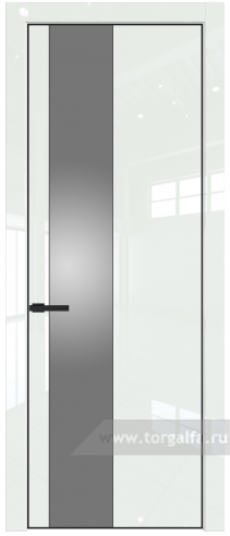Дверь со стеклом ProfilDoors 19LA Lacobel Серебряный лак с профилем Черный матовый RAL9005 ( ДаркВайт люкс)