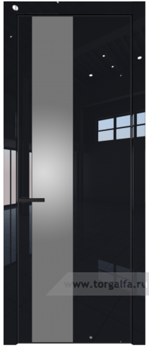 Дверь со стеклом ProfilDoors 19LA Lacobel Серебряный лак с профилем Черный матовый RAL9005 (Черный люкс)