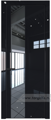 Дверь со стеклом ProfilDoors 19LA Зеркало с профилем Черный матовый RAL9005 (Черный люкс)