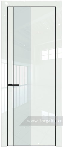 Дверь со стеклом ProfilDoors 19LA Lacobel Белый лак с профилем Черный матовый RAL9005 ( ДаркВайт люкс)