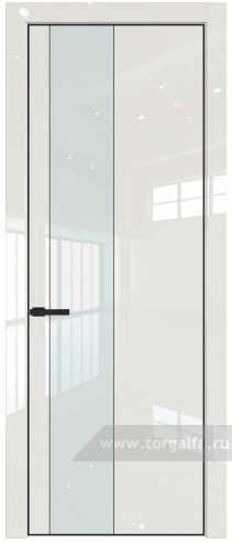 Дверь со стеклом ProfilDoors 19LA Lacobel Белый лак с профилем Черный матовый RAL9005 (Магнолия люкс)