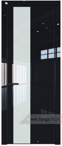 Дверь со стеклом ProfilDoors 19LA Lacobel Белый лак с профилем Черный матовый RAL9005 (Черный люкс)