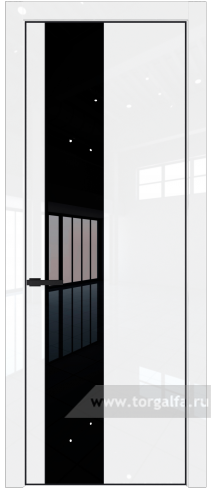 Дверь со стеклом ProfilDoors 19LA Lacobel Черный лак с профилем Черный матовый RAL9005 (Белый люкс)