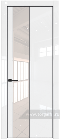 Дверь со стеклом ProfilDoors 19LA Lacobel Перламутровый лак с профилем Черный матовый RAL9005 (Белый люкс)