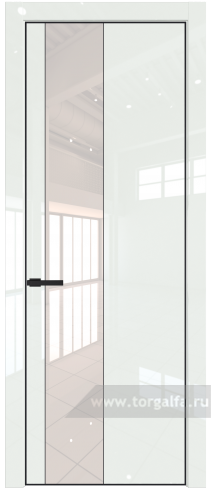 Дверь со стеклом ProfilDoors 19LA Lacobel Перламутровый лак с профилем Черный матовый RAL9005 ( ДаркВайт люкс)