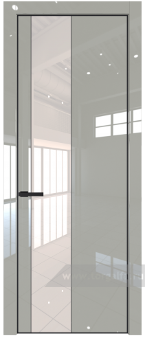 Дверь со стеклом ProfilDoors 19LA Lacobel Перламутровый лак с профилем Черный матовый RAL9005 (Галька люкс)