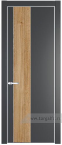 Глухая дверь ProfilDoors 19PA вставка Дуб Карамель с профилем Серебро (Графит (Pantone 425С))