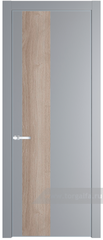 Глухая дверь ProfilDoors 19PA вставка Дуб Сонома с профилем Серебро (Смоки (RAL 870-02))