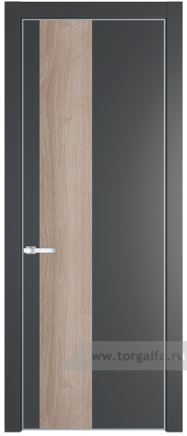Глухая дверь ProfilDoors 19PA вставка Дуб Сонома с профилем Серебро (Графит (Pantone 425С))