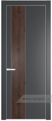 Глухая дверь ProfilDoors 19PA вставка Дуб Тобакко с профилем Серебро (Графит (Pantone 425С))