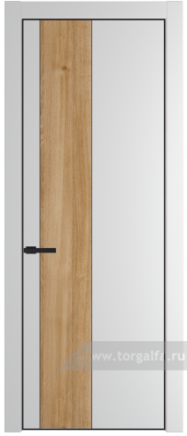 Глухая дверь ProfilDoors 19PA вставка Дуб Карамель с профилем Черный матовый RAL9005 (Крем Вайт (RAL 120-02))