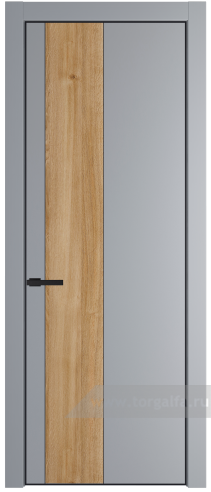Глухая дверь ProfilDoors 19PA вставка Дуб Карамель с профилем Черный матовый RAL9005 (Смоки (RAL 870-02))