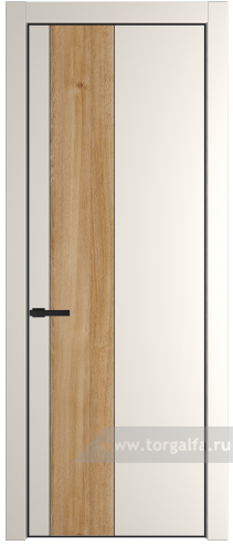 Глухая дверь ProfilDoors 19PA вставка Дуб Карамель с профилем Черный матовый RAL9005 (Перламутр белый)