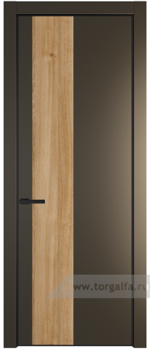 Глухая дверь ProfilDoors 19PA вставка Дуб Карамель с профилем Черный матовый RAL9005 (Перламутр бронза)
