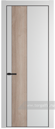 Глухая дверь ProfilDoors 19PA вставка Дуб Сонома с профилем Черный матовый RAL9005 (Крем Вайт (RAL 120-02))