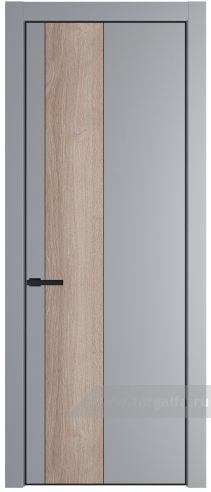 Глухая дверь ProfilDoors 19PA вставка Дуб Сонома с профилем Черный матовый RAL9005 (Смоки (RAL 870-02))