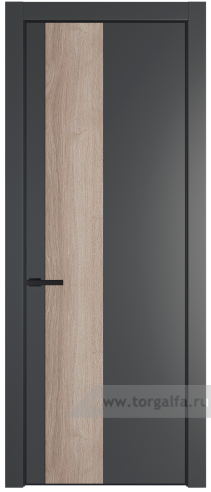 Глухая дверь ProfilDoors 19PA вставка Дуб Сонома с профилем Черный матовый RAL9005 (Графит (Pantone 425С))