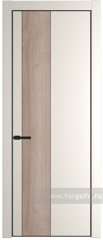 Глухая дверь ProfilDoors 19PA вставка Дуб Сонома с профилем Черный матовый RAL9005 (Перламутр белый)
