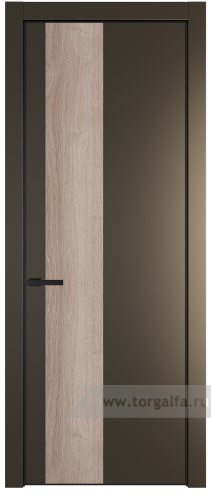Глухая дверь ProfilDoors 19PA вставка Дуб Сонома с профилем Черный матовый RAL9005 (Перламутр бронза)