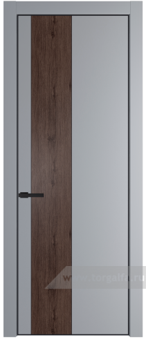 Глухая дверь ProfilDoors 19PA вставка Дуб Тобакко с профилем Черный матовый RAL9005 (Смоки (RAL 870-02))