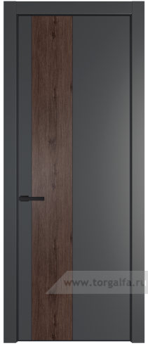 Глухая дверь ProfilDoors 19PA вставка Дуб Тобакко с профилем Черный матовый RAL9005 (Графит (Pantone 425С))