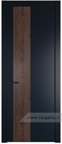 Глухая дверь ProfilDoors 19PA вставка Дуб Тобакко с профилем Черный матовый RAL9005 (Нэви Блу (RAL 7016))
