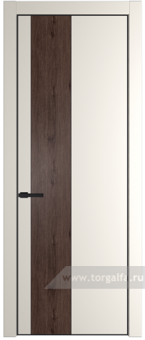 Глухая дверь ProfilDoors 19PA вставка Дуб Тобакко с профилем Черный матовый RAL9005 (Перламутр белый)