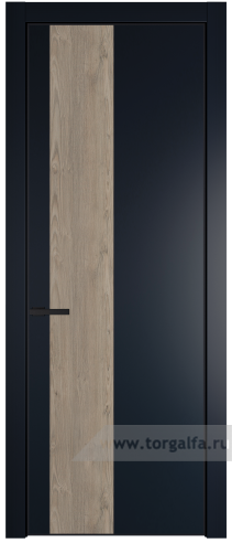Глухая дверь ProfilDoors 19PA вставка Каштан темный с профилем Черный матовый RAL9005 (Нэви Блу (RAL 7016))