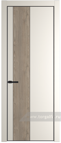 Глухая дверь ProfilDoors 19PA вставка Каштан темный с профилем Черный матовый RAL9005 (Перламутр белый)