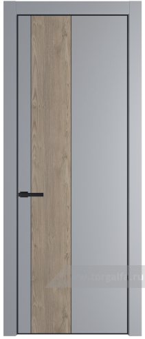 Глухая дверь ProfilDoors 19PA вставка Каштан светлый с профилем Черный матовый RAL9005 (Смоки (RAL 870-02))