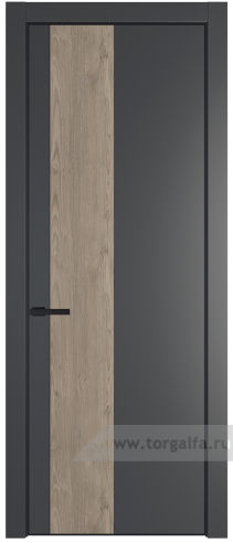 Глухая дверь ProfilDoors 19PA вставка Каштан светлый с профилем Черный матовый RAL9005 (Графит (Pantone 425С))