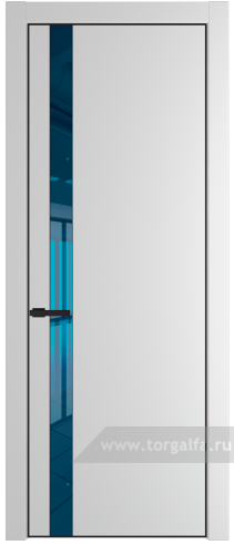 Дверь со стеклом ProfilDoors 18PA Зеркало Blue с профилем Черный матовый RAL9005 (Крем Вайт (RAL 120-02))
